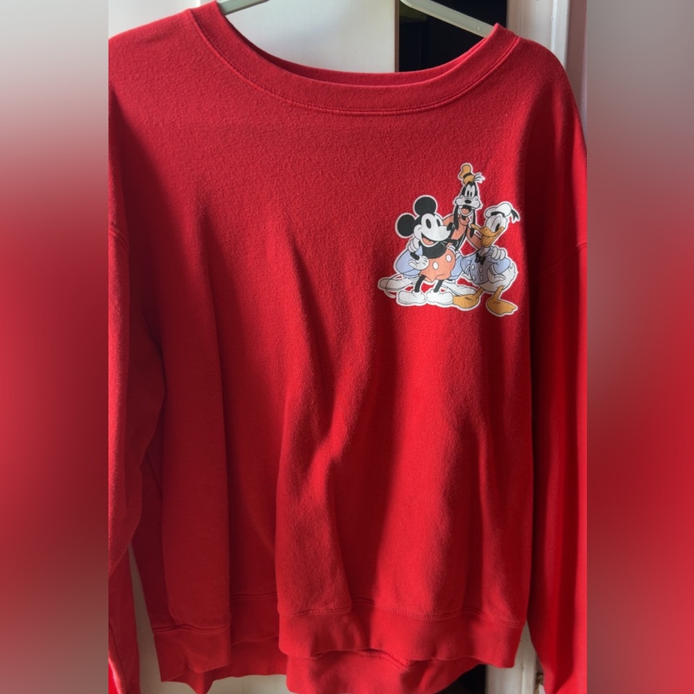 Red Disney Sweatshirt with Mickey and Friends